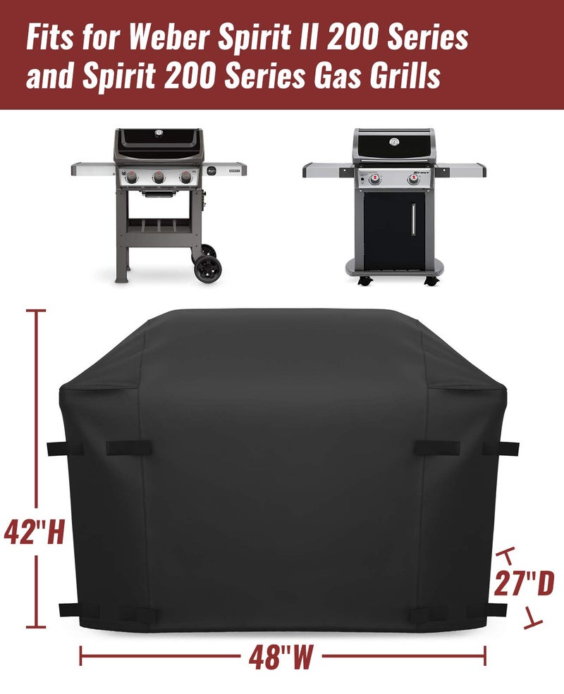NUPICK 7138 Grill Cover for Weber Spirit II 2 Burner Grill, 48 Inch Grill Cover for Spirit II E210, Fits for Spirit II 200 Series Gas Grill, Come with 12-inch Grill Brush - Image 2